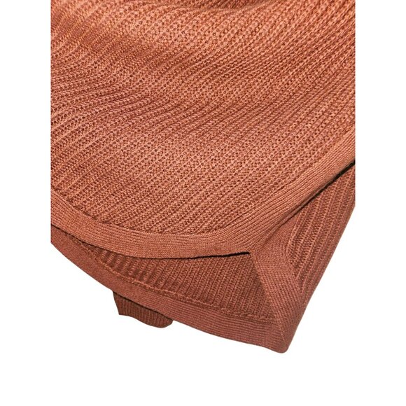 RD Style Rust V-Neck Knit Curved Flattering Hemline Sweater Women Size Large - Picture 4 of 8